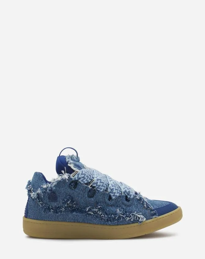 Men Curb Lanvin Curb Sneakers In Denim Denim Blue
