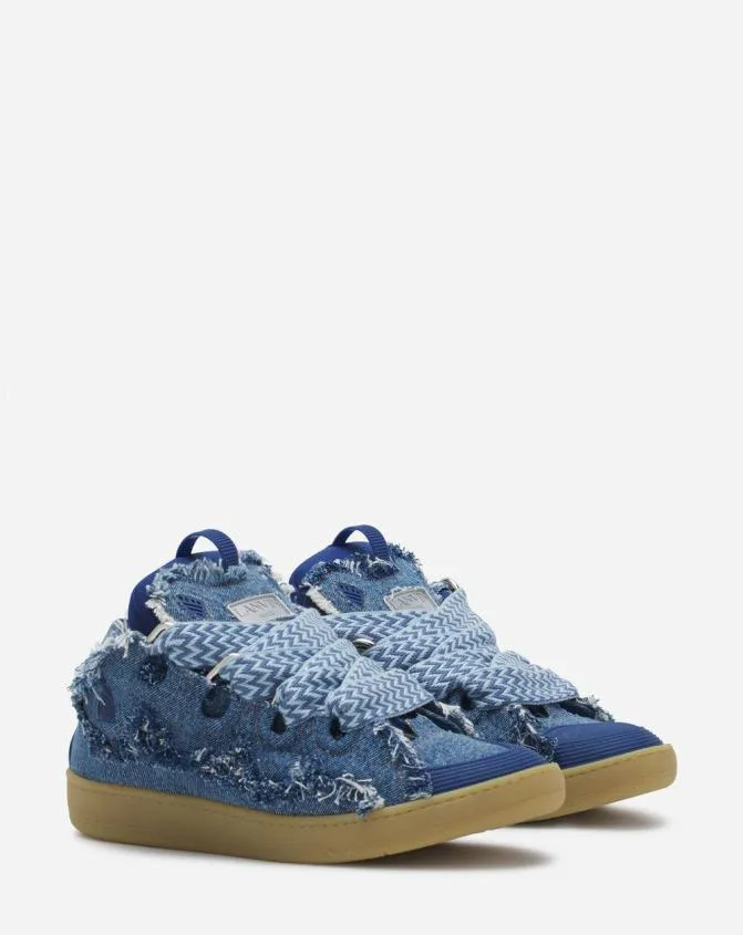 Men Curb Lanvin Curb Sneakers In Denim Denim Blue Men Curb Lanvin Curb Sneakers In Denim Denim Blue