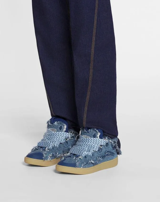 Men Curb Lanvin Curb Sneakers In Denim Denim Blue Men Curb Lanvin Curb Sneakers In Denim Denim Blue