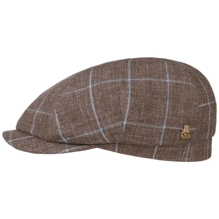 Men Emil Check Linen Flatcap Zechbauer Brown Mayser Flat Caps