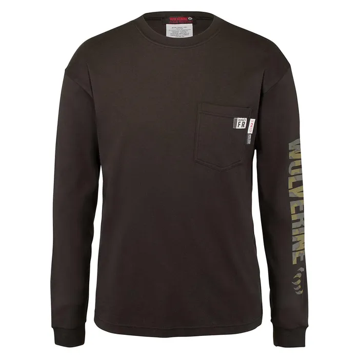 Men FR Long Sleeve Print Tee Black Wolverine Safety Gear