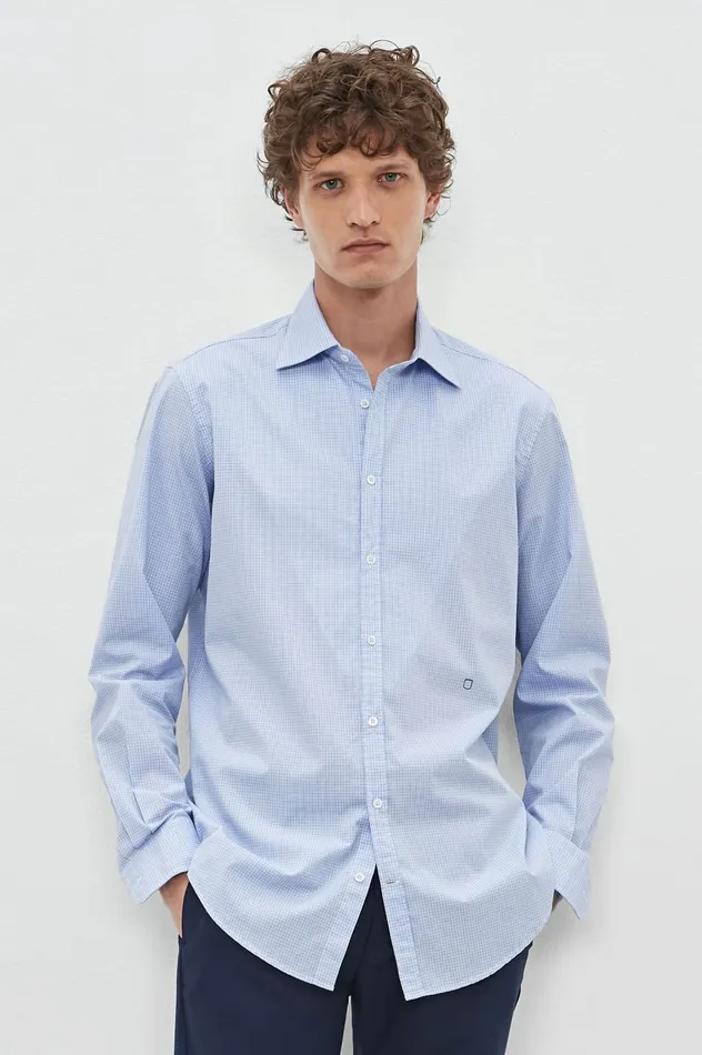 Men GENOVA 8211 Cotton Shirt 8211 Cielo Massimo Alba Shirts