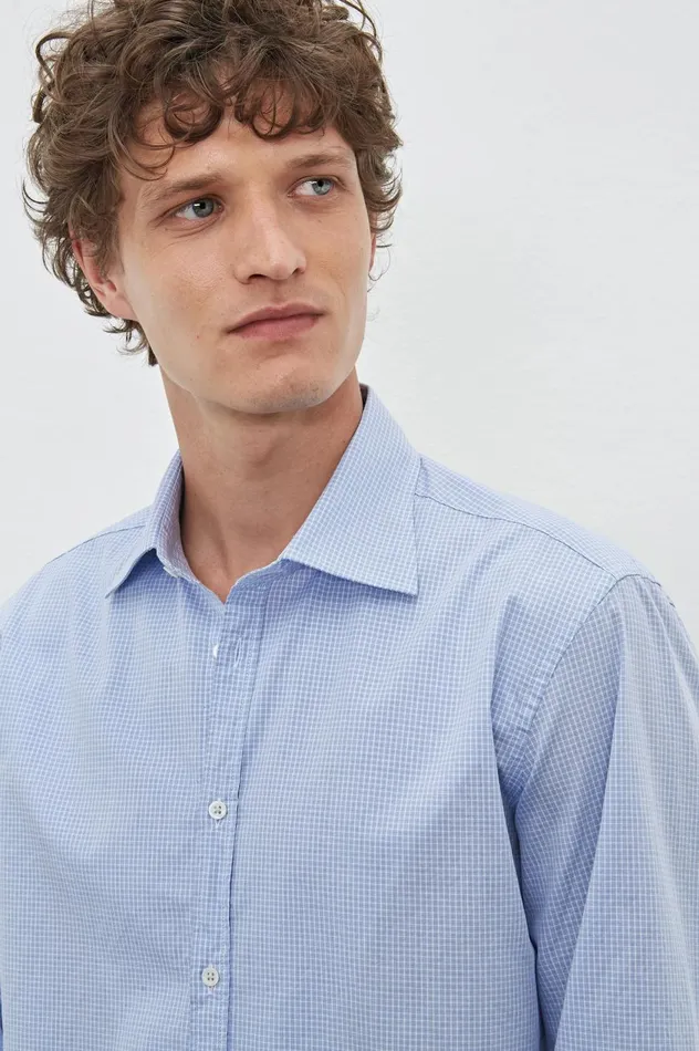 Men GENOVA 8211 Cotton Shirt 8211 Cielo Massimo Alba Shirts