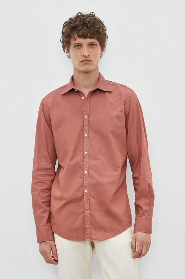 Men GENOVA 8211 Oxford Cotton Shirt 8211 Coral Massimo Alba Shirts