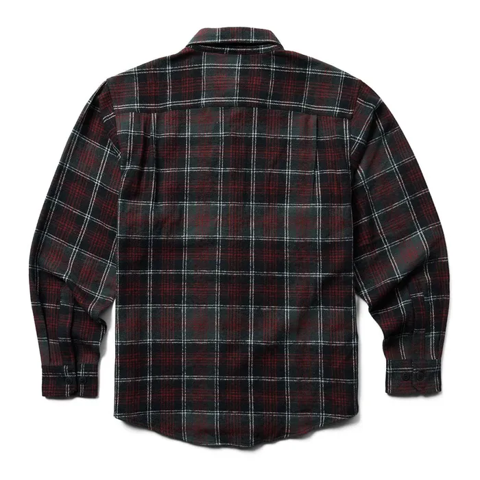 Men Glacier Heavyweight Long Sleeve Flannel Shirt Midnight Black Plaid Wolverine Clothing