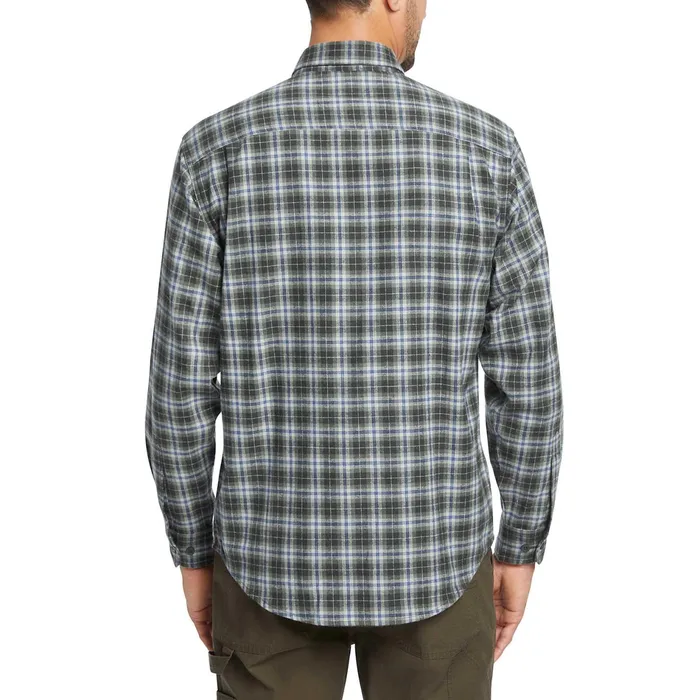 Men Glacier Midweight Long Sleeve Flannel Shirt Onyx Plaid Wolverine Work Shirts