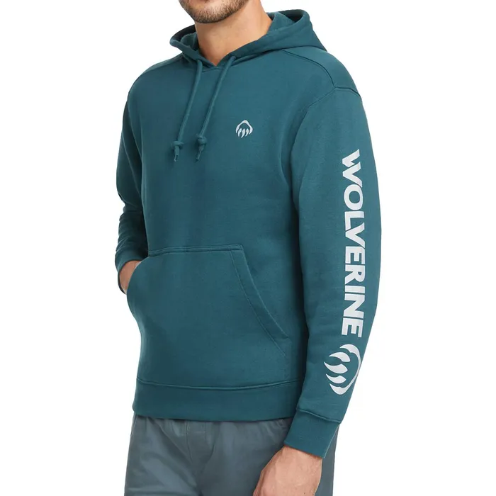 Men Graphic Hoody Sleeve Logo Ink Blue Wolverine Clothing