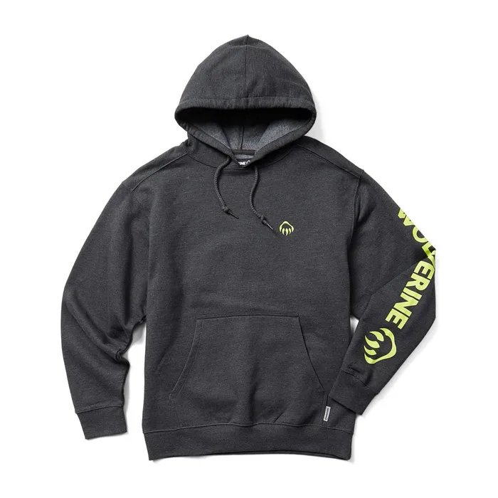 Men Graphic Hoody Sleeve Logo Onyx Heather Wolverine Clothing