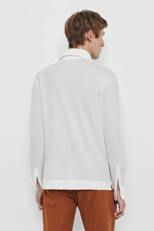 Men ISCHIA 8211 Cotton Jersey Long Sleeve Polo Shirt 8211 Bianco Massimo Alba TShirts and Polos Men ISCHIA 8211 Cotton Jersey Long Sleeve Polo Shirt 8211 Bianco Massimo Alba TShirts and Polos