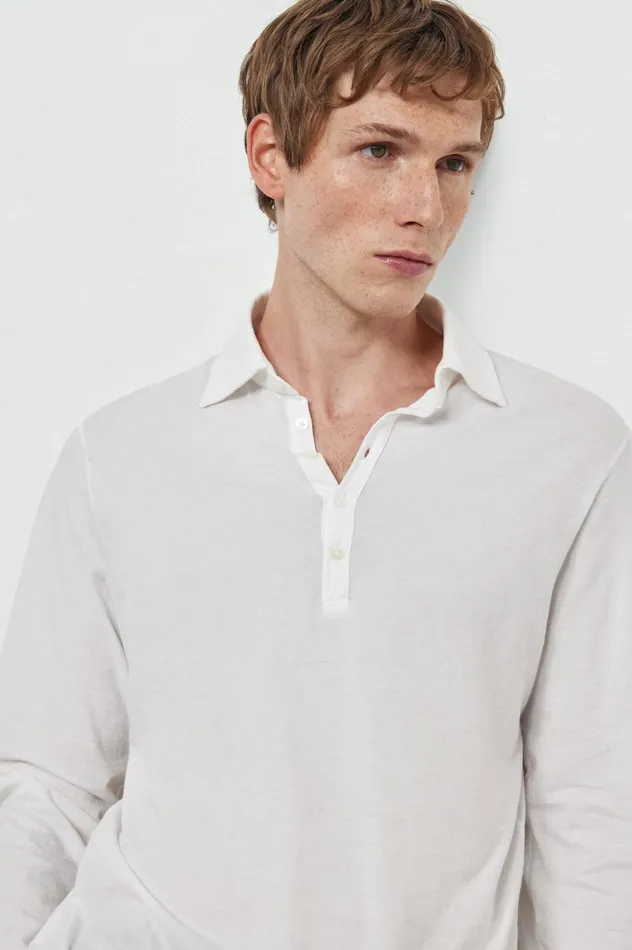 Men ISCHIA 8211 Cotton Jersey Long Sleeve Polo Shirt 8211 Bianco Massimo Alba TShirts and Polos Men ISCHIA 8211 Cotton Jersey Long Sleeve Polo Shirt 8211 Bianco Massimo Alba TShirts and Polos