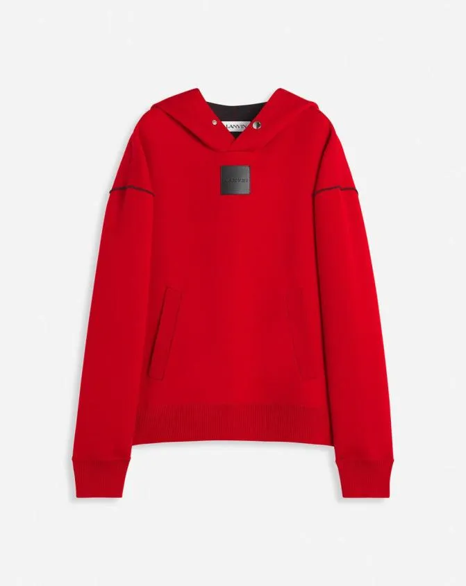 Men Knitwear and Sweatshirts Lanvin Baggy Wool Hoodie Carmine Red