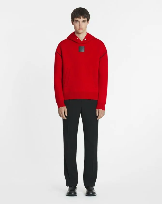 Men Knitwear and Sweatshirts Lanvin Baggy Wool Hoodie Carmine Red Men Knitwear and Sweatshirts Lanvin Baggy Wool Hoodie Carmine Red