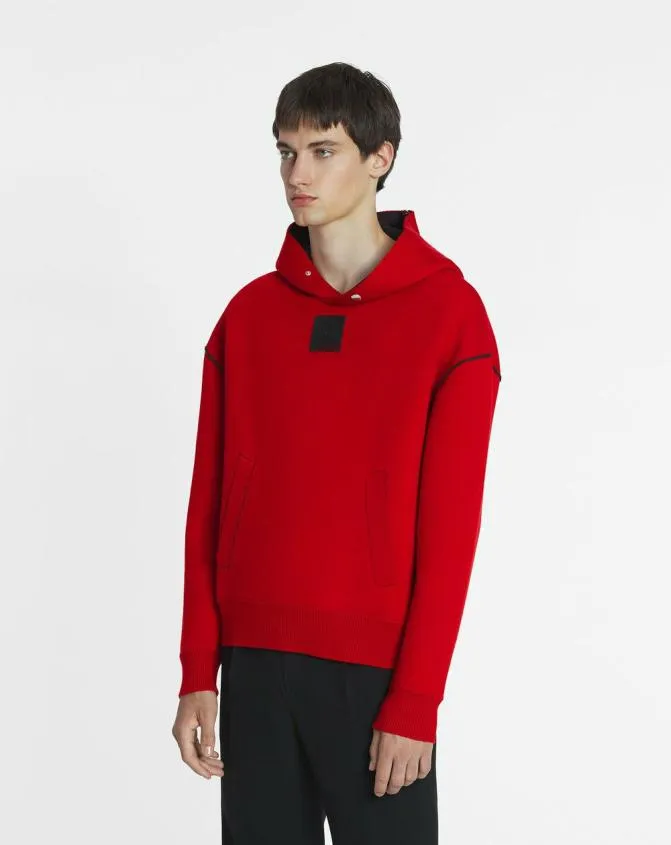 Men Knitwear and Sweatshirts Lanvin Baggy Wool Hoodie Carmine Red Men Knitwear and Sweatshirts Lanvin Baggy Wool Hoodie Carmine Red