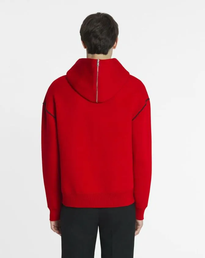 Men Knitwear and Sweatshirts Lanvin Baggy Wool Hoodie Carmine Red Men Knitwear and Sweatshirts Lanvin Baggy Wool Hoodie Carmine Red