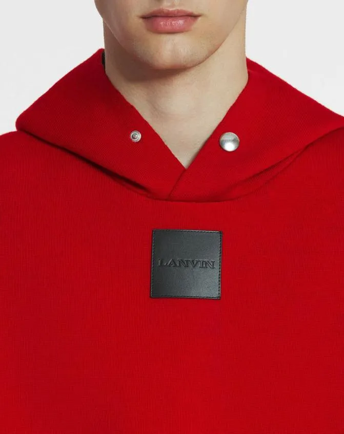 Men Knitwear and Sweatshirts Lanvin Baggy Wool Hoodie Carmine Red Men Knitwear and Sweatshirts Lanvin Baggy Wool Hoodie Carmine Red