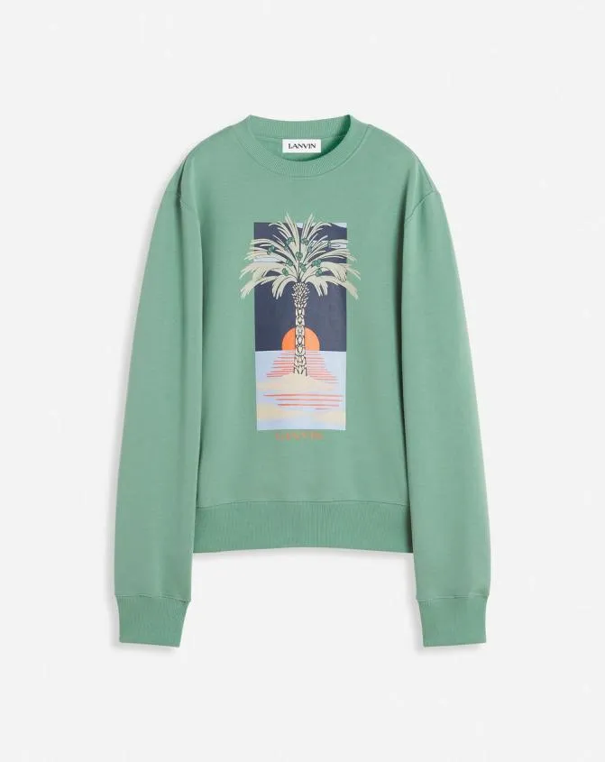 Men Knitwear and Sweatshirts Lanvin Printed Sweatshirt Vert De Gris
