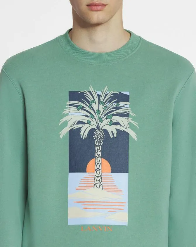 Men Knitwear and Sweatshirts Lanvin Printed Sweatshirt Vert De Gris Men Knitwear and Sweatshirts Lanvin Printed Sweatshirt Vert De Gris