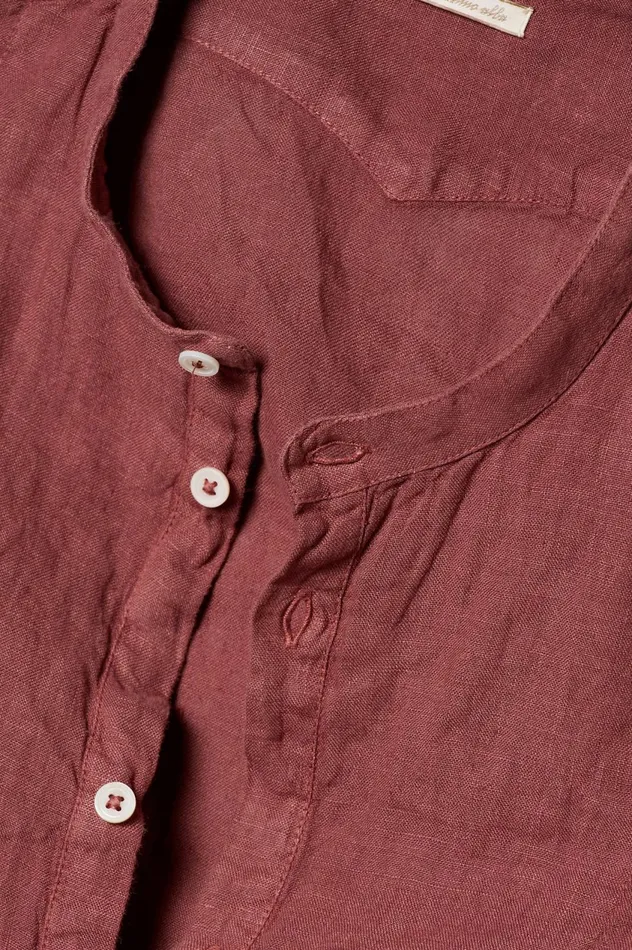 Men KOS 8211 Linen Canvas Shirt 8211 Dim Burgundy Massimo Alba Shirts