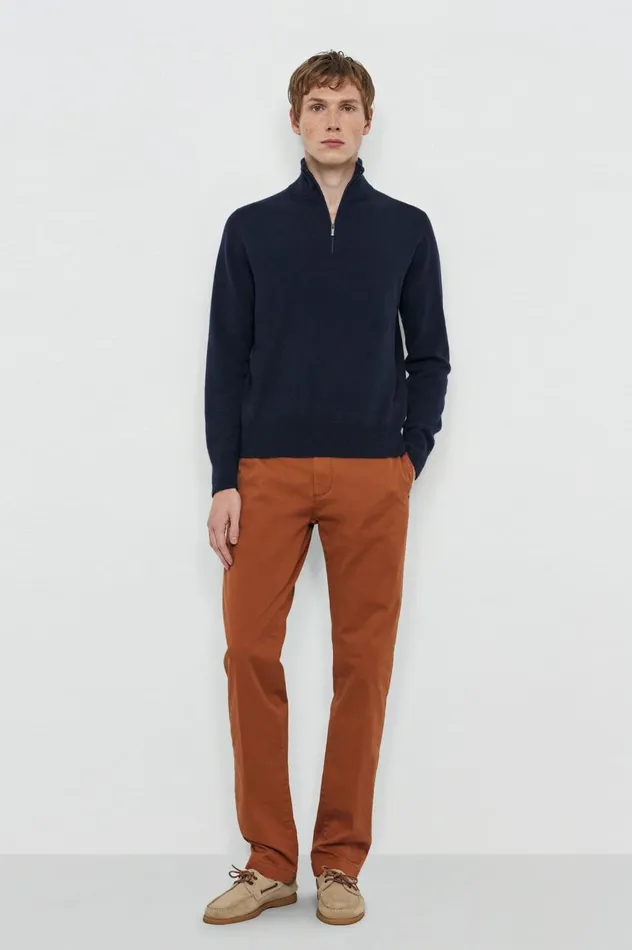 Men LIAM 8211 Cashmere Halfzip Sweater 8211 Blu Massimo Alba Knitwear