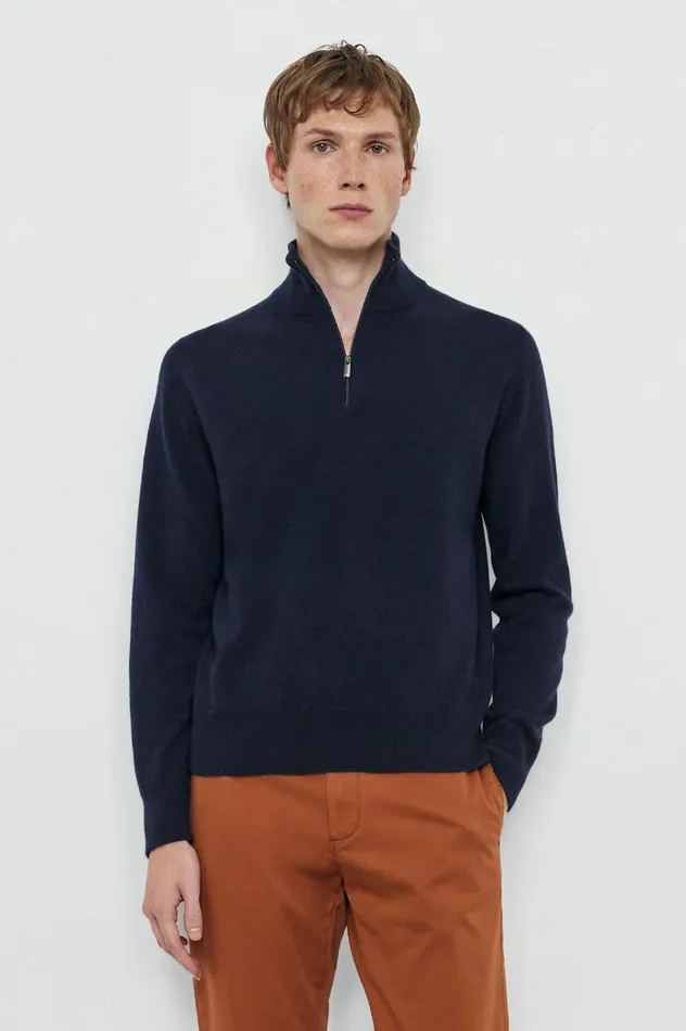 Men LIAM 8211 Cashmere Halfzip Sweater 8211 Blu Massimo Alba Knitwear