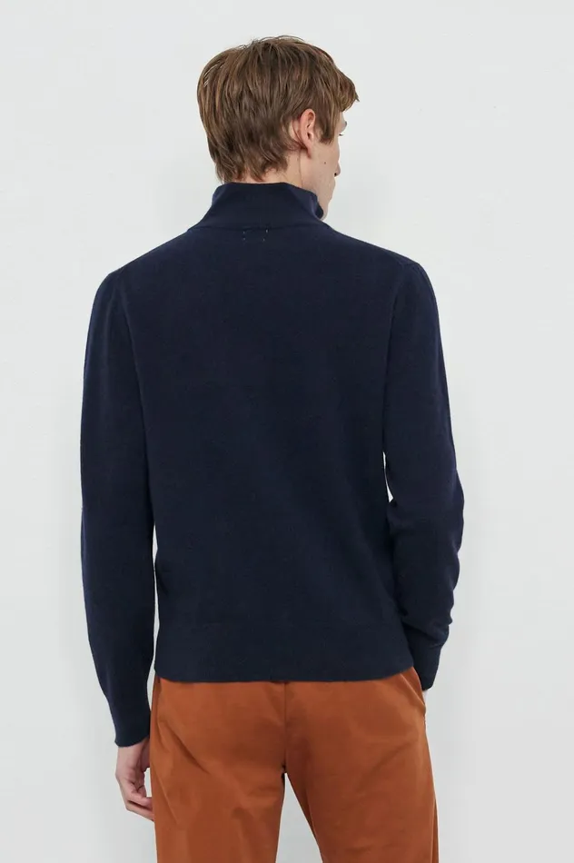 Men LIAM 8211 Cashmere Halfzip Sweater 8211 Blu Massimo Alba Knitwear