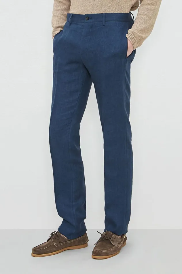 Men MAUKO 8211 Linen Trousers 8211 Blu Massimo Alba Trousers and Shorts