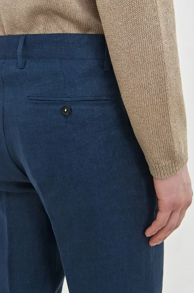 Men MAUKO 8211 Linen Trousers 8211 Blu Massimo Alba Trousers and Shorts