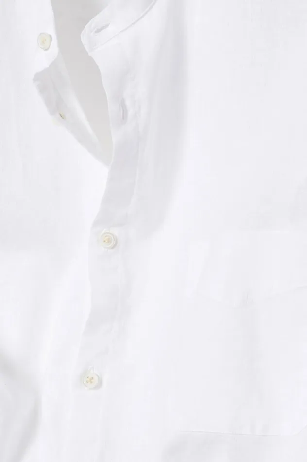 Men NOTO2 8211 Linen Cotton Grandad Shirt 8211 Bianco Massimo Alba Shirts