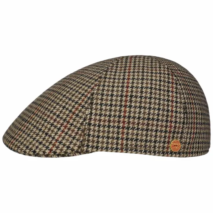 Men Paddy Casual Houndstooth Flat Cap Brown Mayser Flat Caps