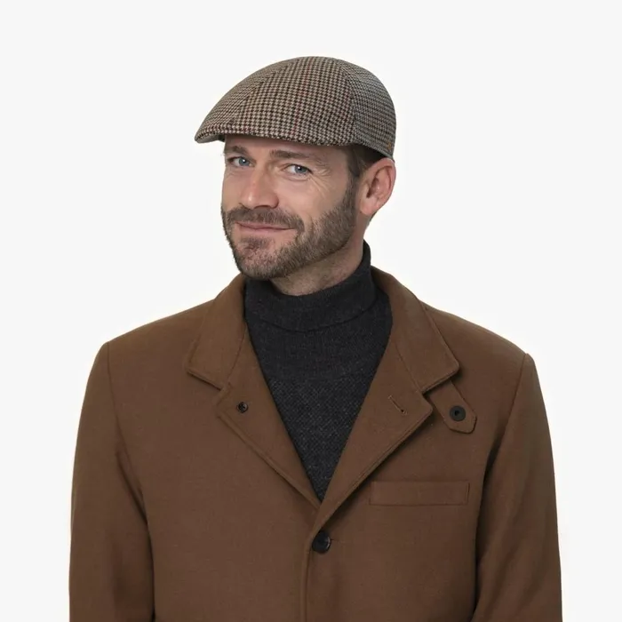 Men Paddy Casual Houndstooth Flat Cap Brown Mayser Flat Caps Men Paddy Casual Houndstooth Flat Cap Brown Mayser Flat Caps