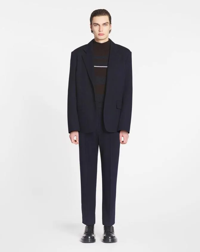 Men Pants and Shorts Lanvin Pants With An Elastic Waistband Dark Navuy Blue Men Pants and Shorts Lanvin Pants With An Elastic Waistband Dark Navuy Blue