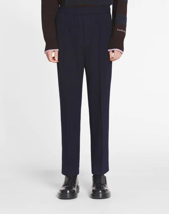 Men Pants and Shorts Lanvin Pants With An Elastic Waistband Dark Navuy Blue Men Pants and Shorts Lanvin Pants With An Elastic Waistband Dark Navuy Blue