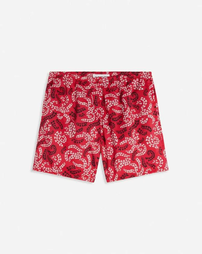 Men Pants and Shorts Lanvin Printed Swim Trunks Carmine Red