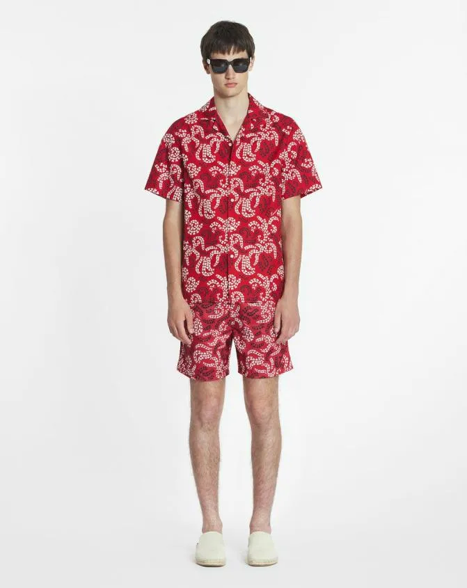 Men Pants and Shorts Lanvin Printed Swim Trunks Carmine Red Men Pants and Shorts Lanvin Printed Swim Trunks Carmine Red