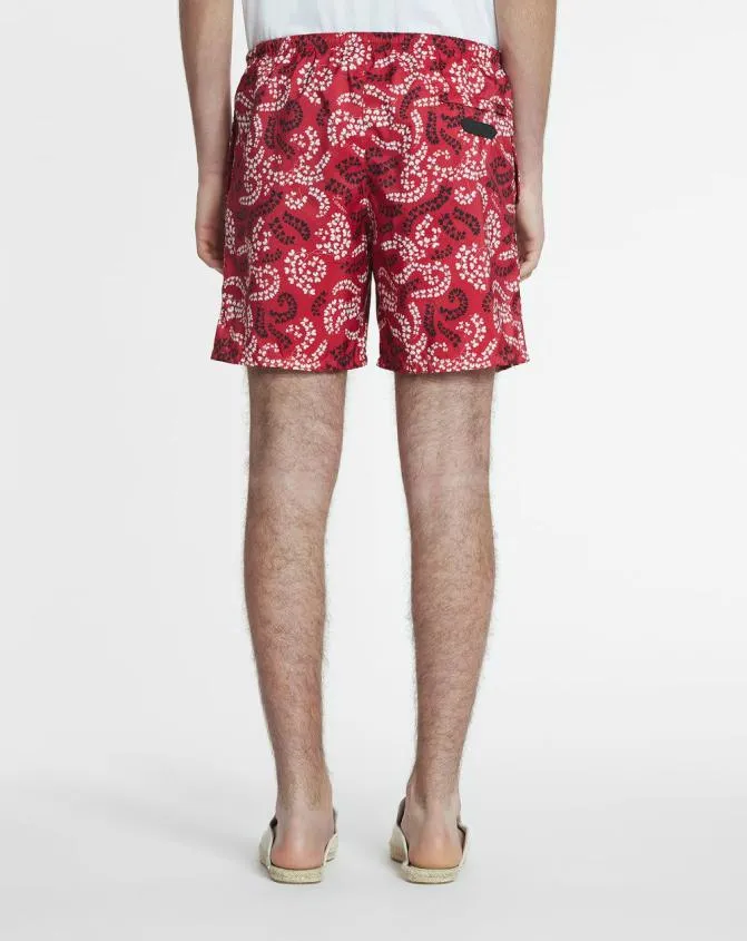 Men Pants and Shorts Lanvin Printed Swim Trunks Carmine Red Men Pants and Shorts Lanvin Printed Swim Trunks Carmine Red