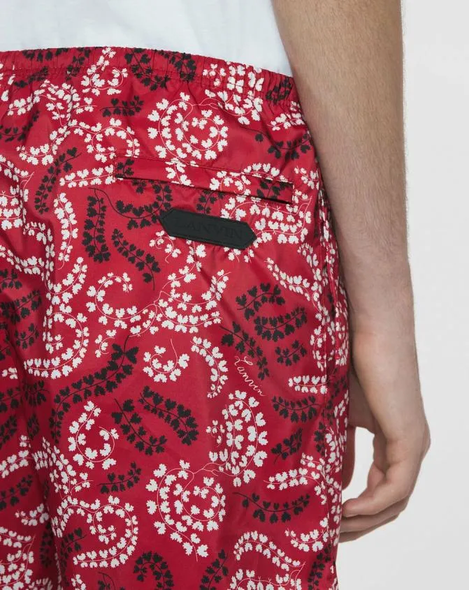 Men Pants and Shorts Lanvin Printed Swim Trunks Carmine Red Men Pants and Shorts Lanvin Printed Swim Trunks Carmine Red