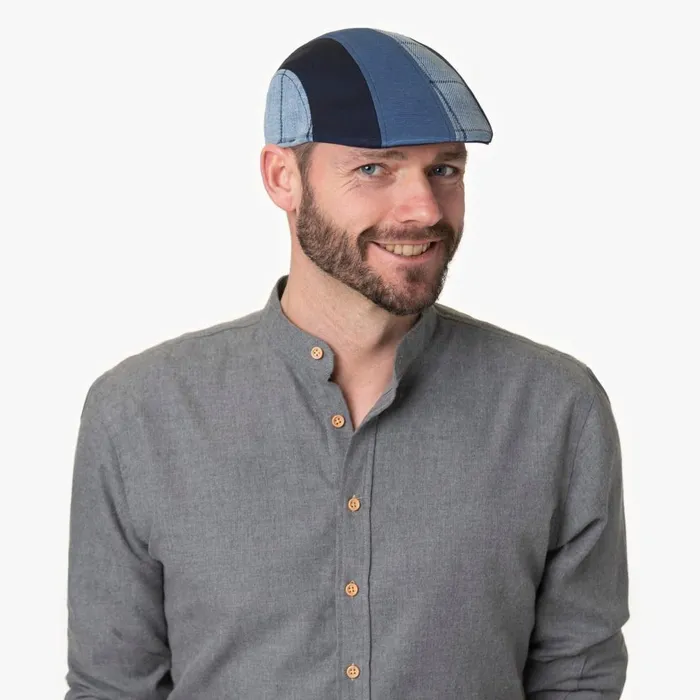 Men Pitt Patchwork Cap Blue Mayser Flat Caps Men Pitt Patchwork Cap Blue Mayser Flat Caps