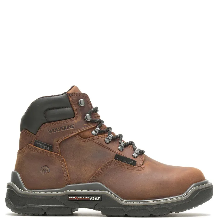 Men Raider DuraShocks Waterproof 6034MetGuard Work Boot Peanut Wolverine Safety Toe
