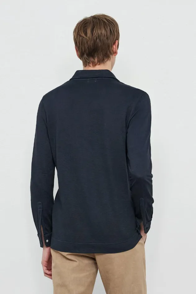 Men RAYA 8211 Linen Cotton Jersey Longsleeve Polo Shirt 8211 Blu Massimo Alba TShirts and Polos Men RAYA 8211 Linen Cotton Jersey Longsleeve Polo Shirt 8211 Blu Massimo Alba TShirts and Polos