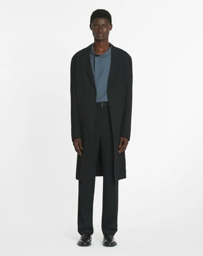 Men Shirts Lanvin Fluid Cotton Ascot Collar Top Steel Men Shirts Lanvin Fluid Cotton Ascot Collar Top Steel