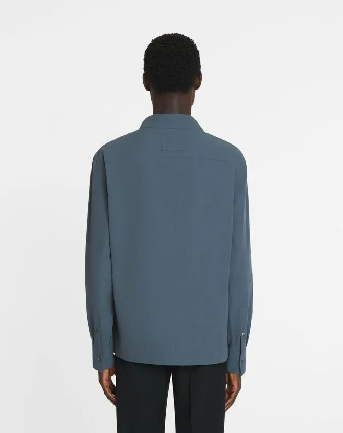 Men Shirts Lanvin Fluid Cotton Ascot Collar Top Steel Men Shirts Lanvin Fluid Cotton Ascot Collar Top Steel