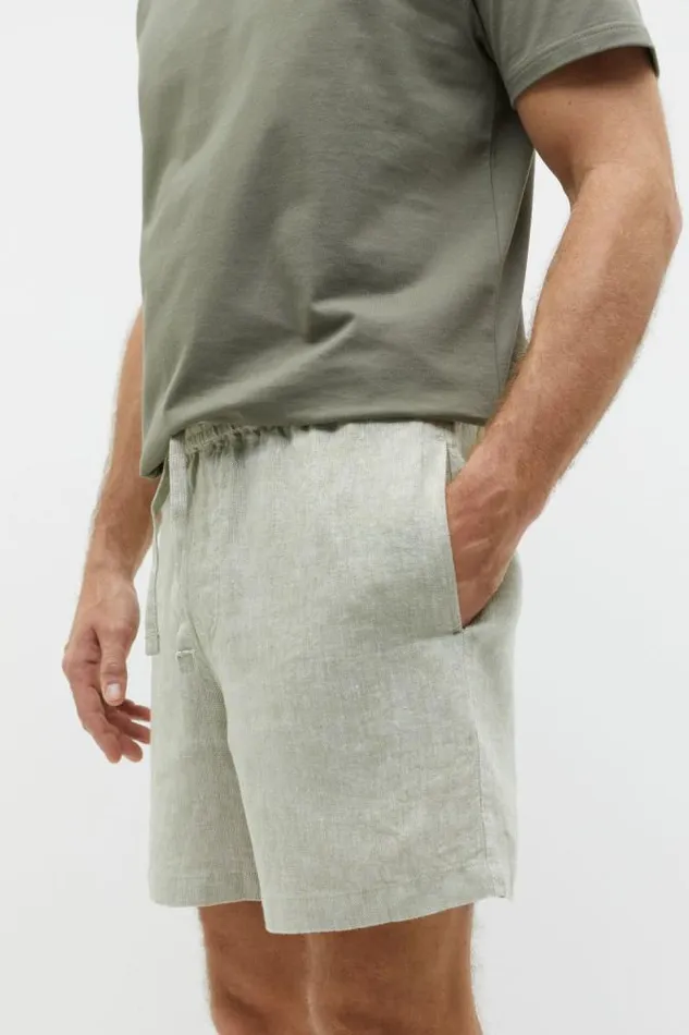 Men Shorts Seed Heritage Linen Short Pale Olive Crossdye
