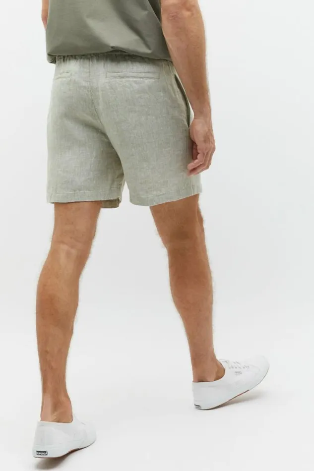 Men Shorts Seed Heritage Linen Short Pale Olive Crossdye