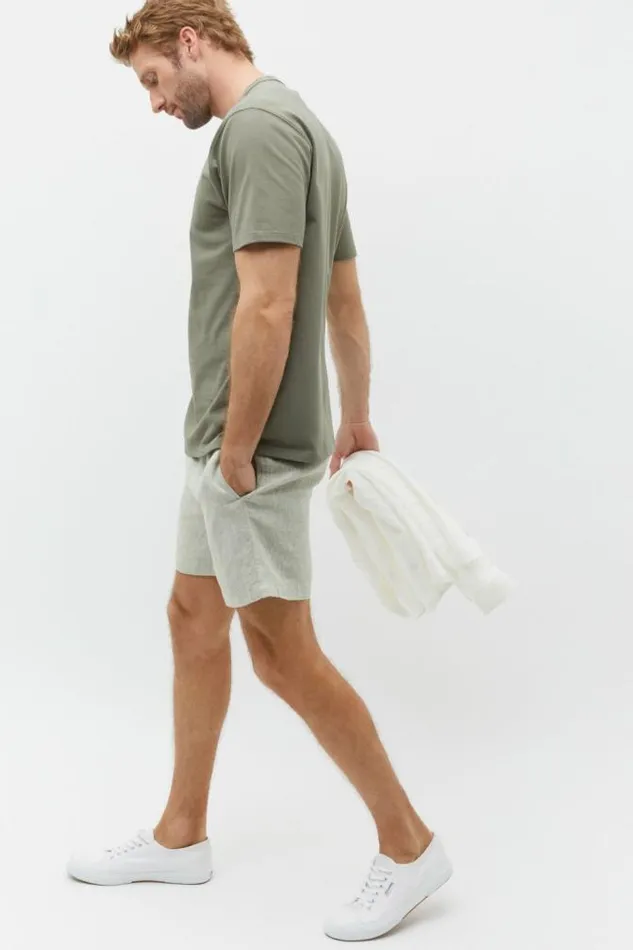 Men Shorts Seed Heritage Linen Short Pale Olive Crossdye