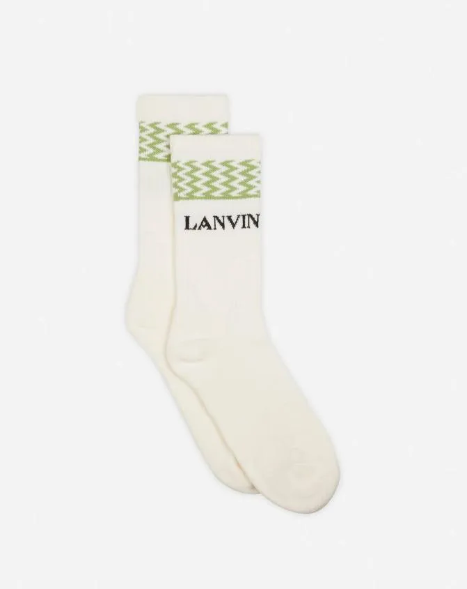 Men Socks Lanvin Curb Socks Ecruvert De Gris