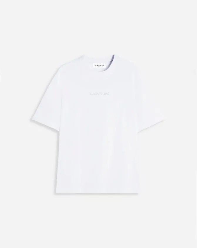 Men Tshirts and Polos Lanvin Embroidered TShirt Optic White