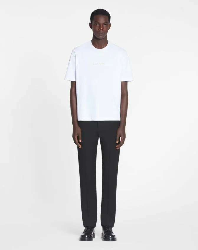 Men Tshirts and Polos Lanvin Embroidered TShirt Optic White Men Tshirts and Polos Lanvin Embroidered TShirt Optic White