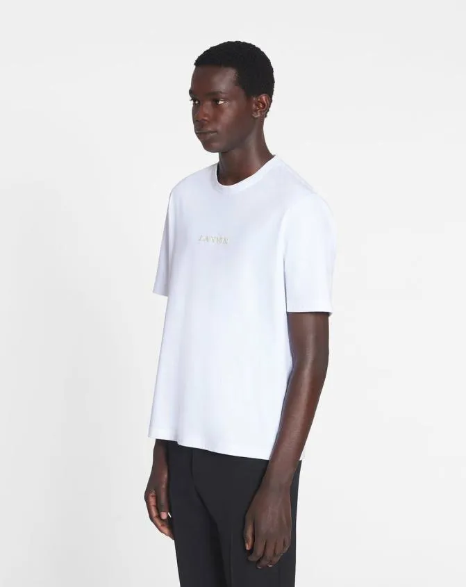 Men Tshirts and Polos Lanvin Embroidered TShirt Optic White Men Tshirts and Polos Lanvin Embroidered TShirt Optic White