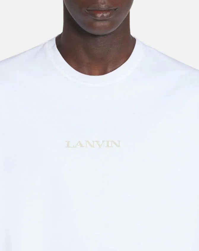 Men Tshirts and Polos Lanvin Embroidered TShirt Optic White Men Tshirts and Polos Lanvin Embroidered TShirt Optic White