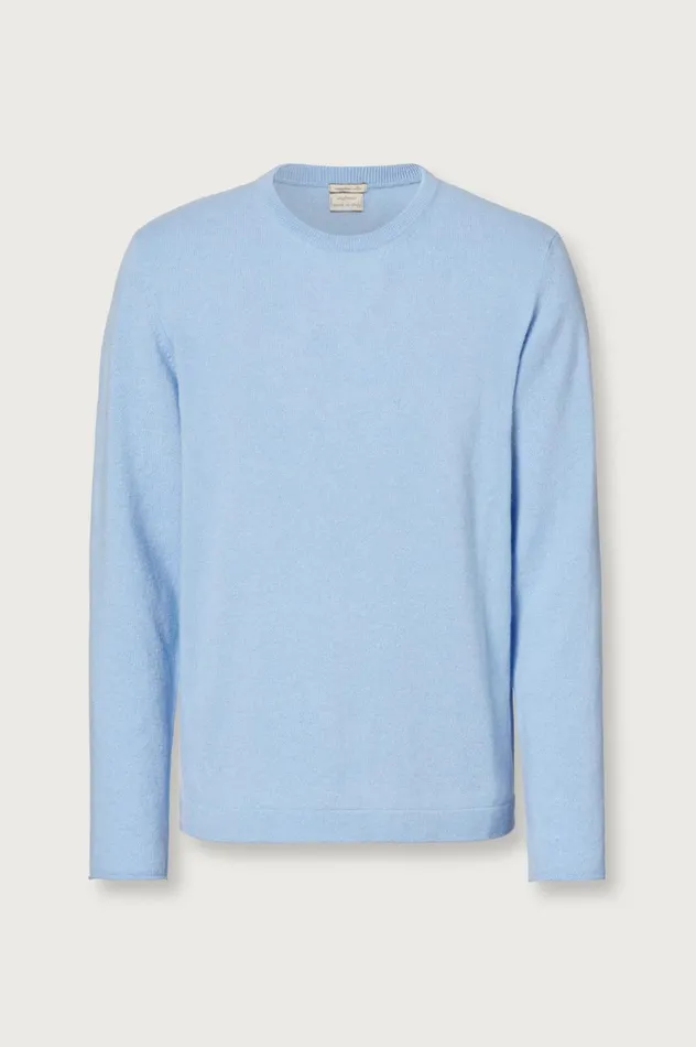 Men TSHIRT2 8211 Cashmere Sweater 8211 Azzurro Massimo Alba Knitwear